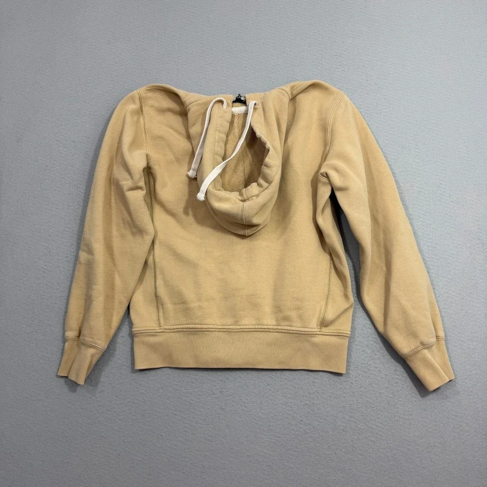 Polo Ralph Lauren Hoodie Small Beige Full Zip Pony Logo Waffle Lined Sweatshirt